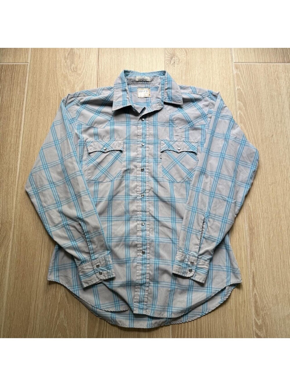 Levi's Men's Vintage Western Cowboy Shirt Medium Plaid, Pearl Snap, 70s/80s